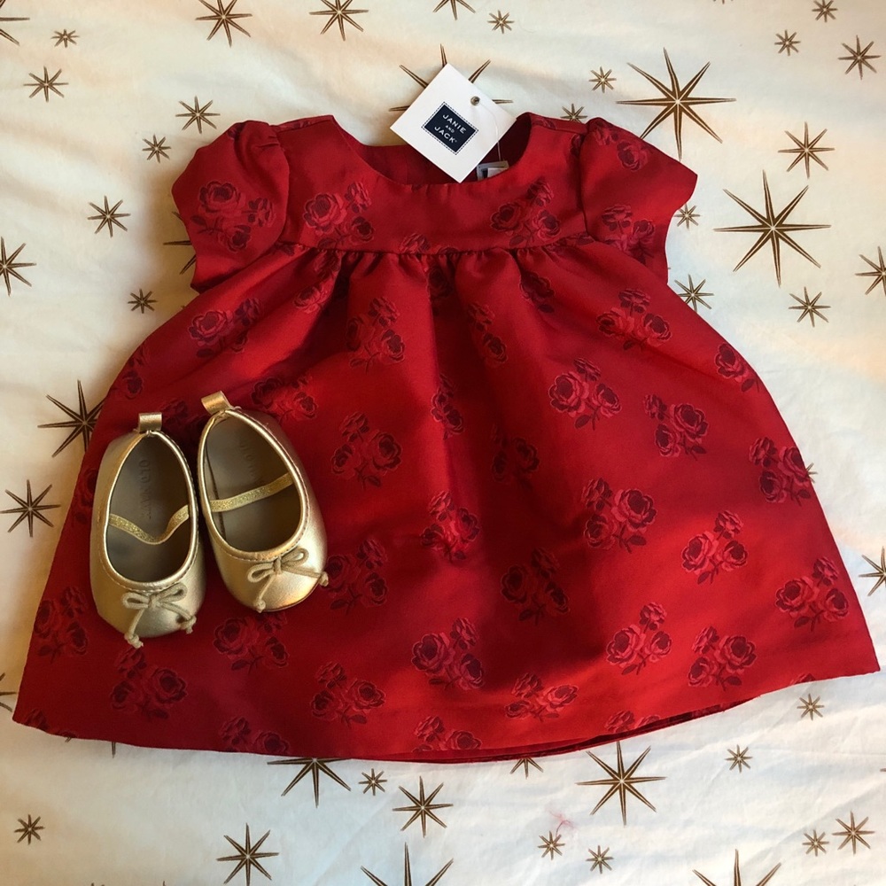 Janie and Jack Christmas Holiday Dress w/shoes NWT
